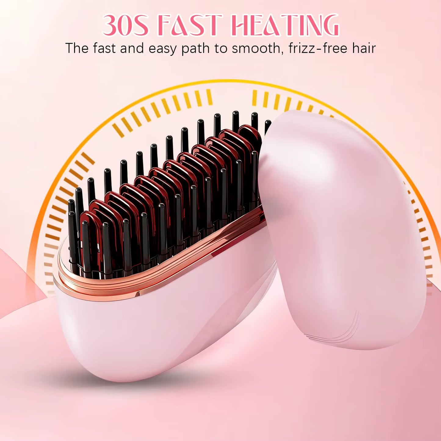 Mini Alisadora Portatil Hair Straightener cepillo de planchado anti quemado