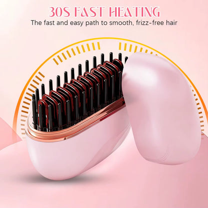 Mini Alisadora Portatil Hair Straightener cepillo de planchado anti quemado