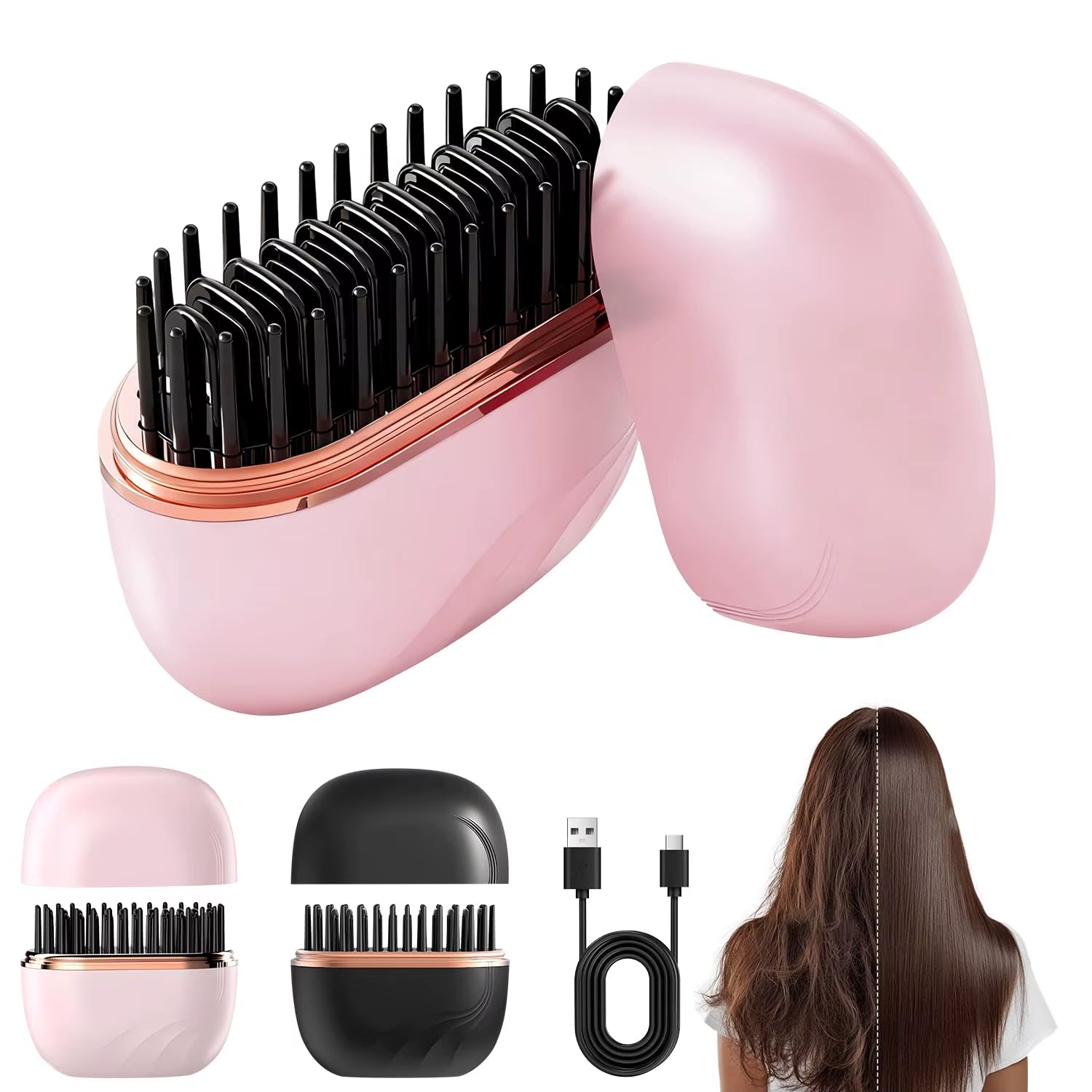 Mini Alisadora Portatil Hair Straightener cepillo de planchado anti quemado