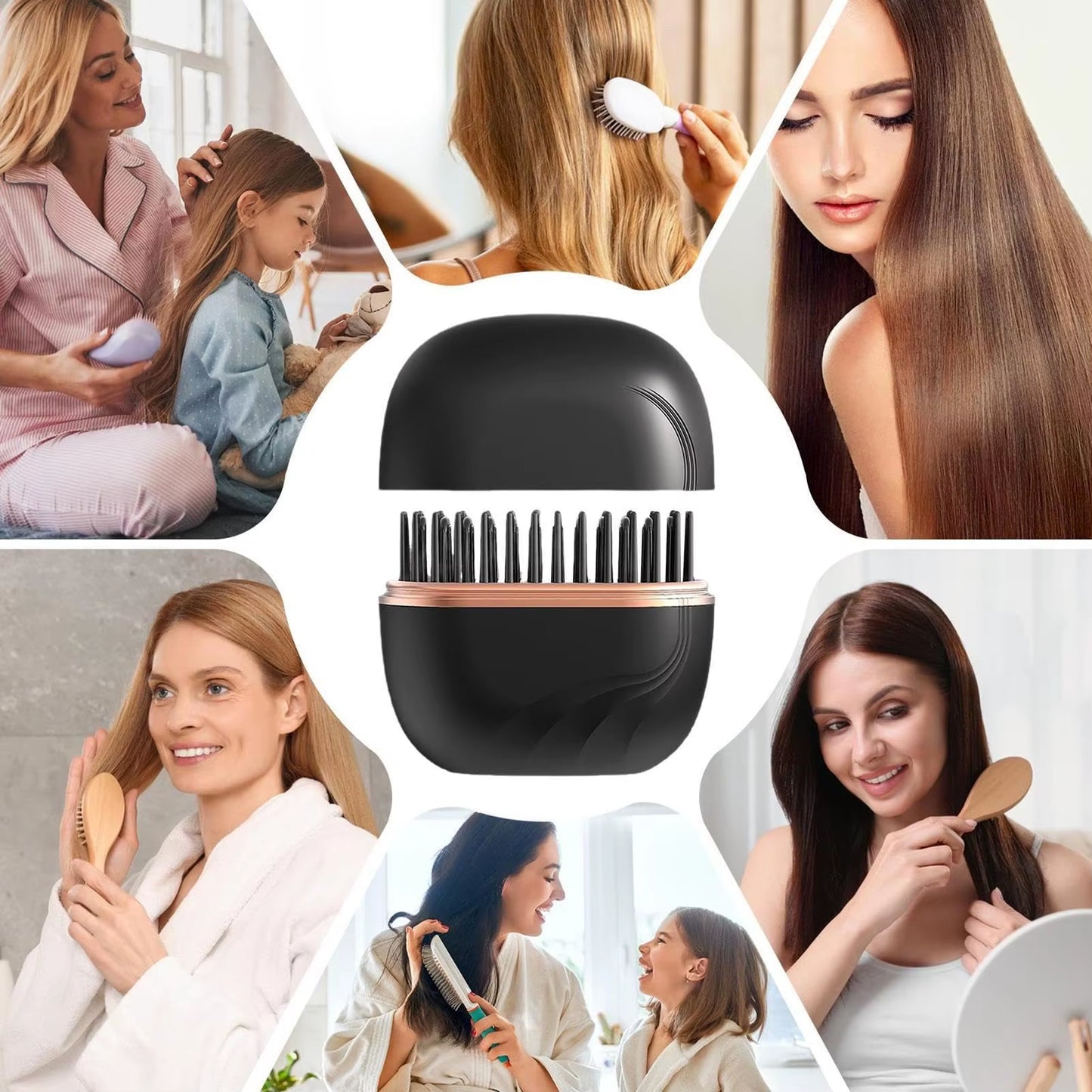Mini Alisadora Portatil Hair Straightener cepillo de planchado anti quemado
