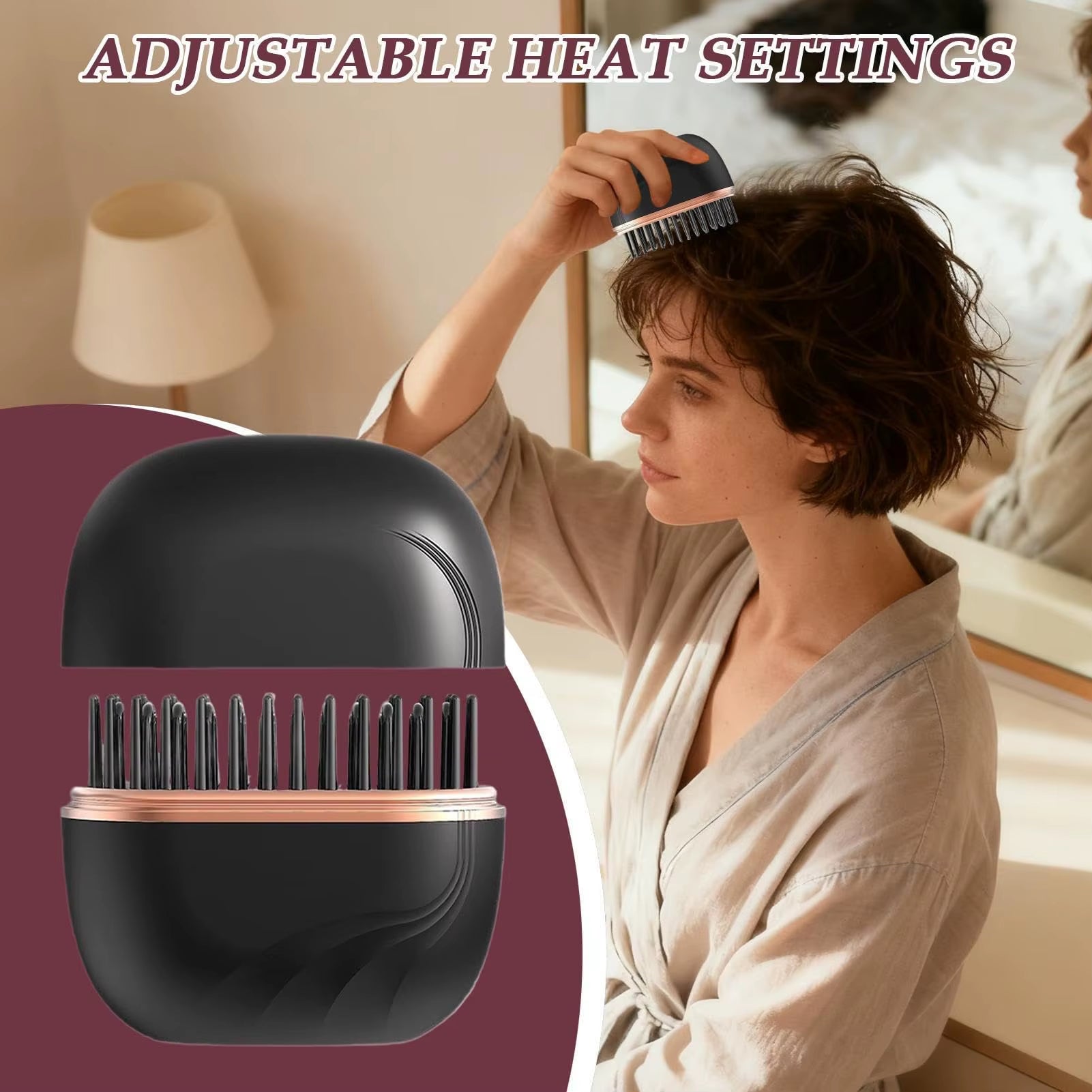 Mini Alisadora Portatil Hair Straightener cepillo de planchado anti quemado